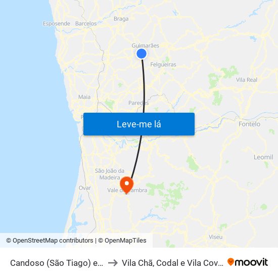 Candoso (São Tiago) e Mascotelos to Vila Chã, Codal e Vila Cova de Perrinho map