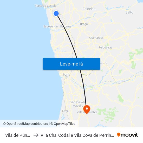 Vila de Punhe to Vila Chã, Codal e Vila Cova de Perrinho map