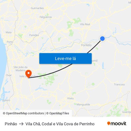 Pinhão to Vila Chã, Codal e Vila Cova de Perrinho map