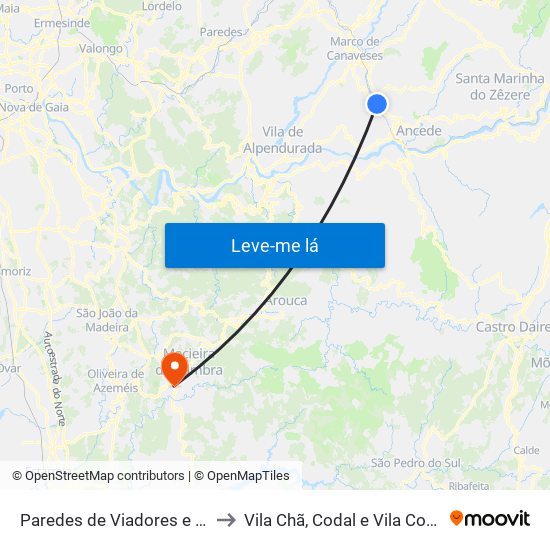 Paredes de Viadores e Manhuncelos to Vila Chã, Codal e Vila Cova de Perrinho map