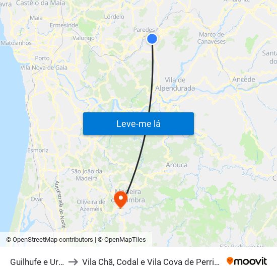 Guilhufe e Urrô to Vila Chã, Codal e Vila Cova de Perrinho map