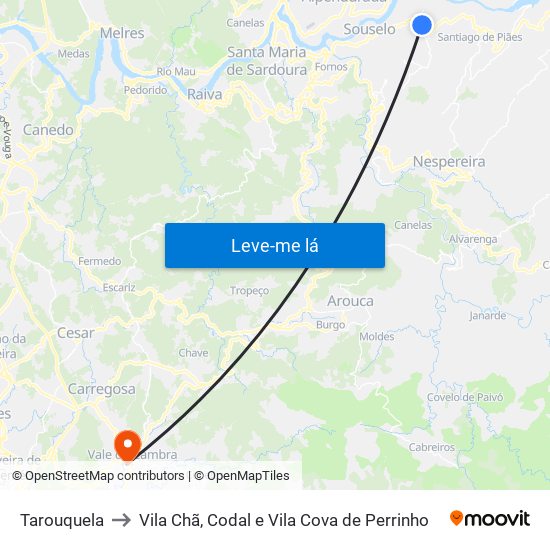 Tarouquela to Vila Chã, Codal e Vila Cova de Perrinho map
