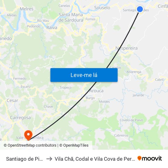 Santiago de Piães to Vila Chã, Codal e Vila Cova de Perrinho map