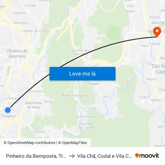 Pinheiro da Bemposta, Travanca e Palmaz to Vila Chã, Codal e Vila Cova de Perrinho map