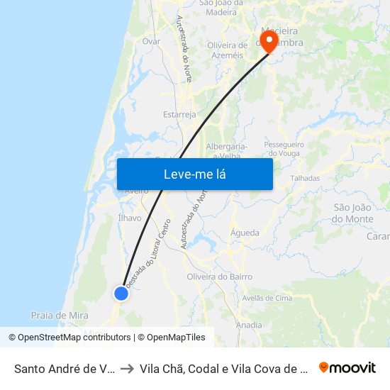 Santo André de Vagos to Vila Chã, Codal e Vila Cova de Perrinho map