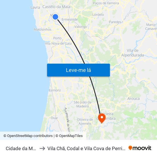 Cidade da Maia to Vila Chã, Codal e Vila Cova de Perrinho map