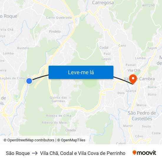 São Roque to Vila Chã, Codal e Vila Cova de Perrinho map