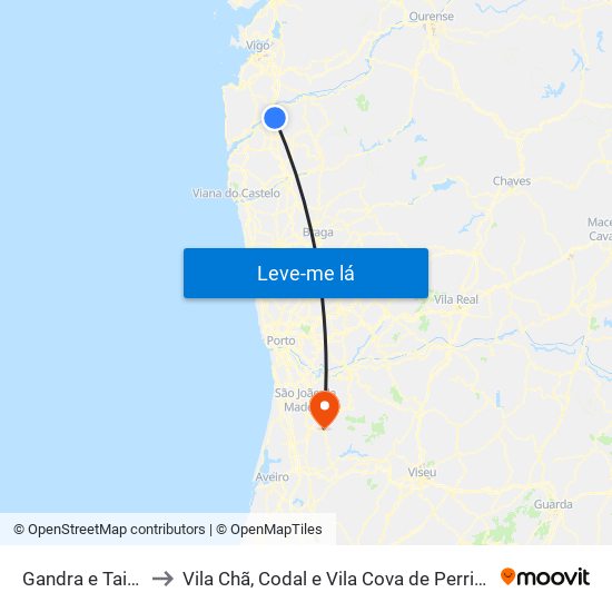 Gandra e Taião to Vila Chã, Codal e Vila Cova de Perrinho map
