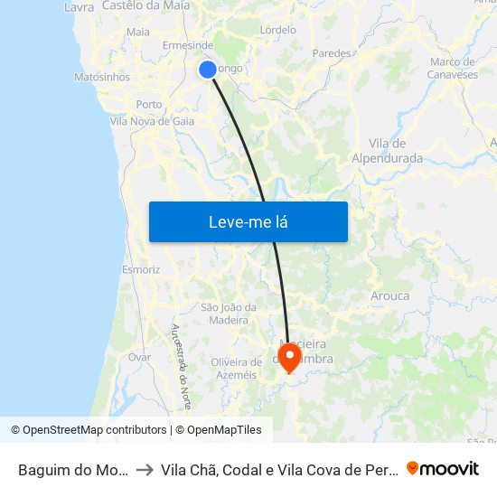 Baguim do Monte to Vila Chã, Codal e Vila Cova de Perrinho map