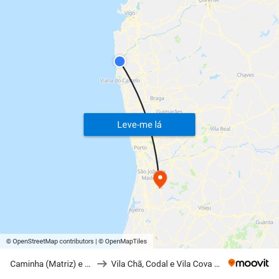 Caminha (Matriz) e Vilarelho to Vila Chã, Codal e Vila Cova de Perrinho map