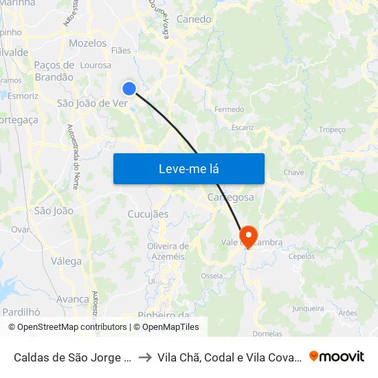 Caldas de São Jorge e Pigeiros to Vila Chã, Codal e Vila Cova de Perrinho map