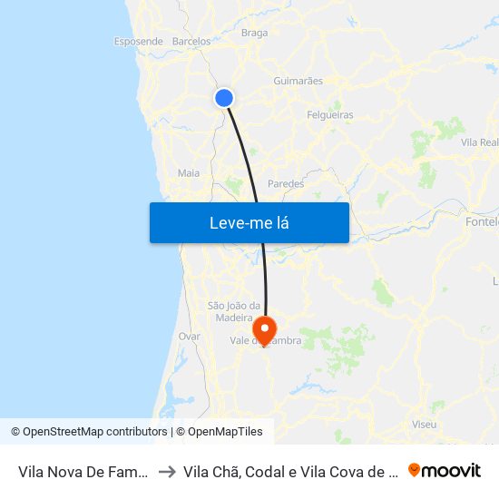 Vila Nova De Famalicão to Vila Chã, Codal e Vila Cova de Perrinho map
