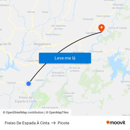 Freixo De Espada À Cinta to Picote map