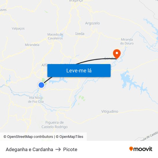 Adeganha e Cardanha to Picote map