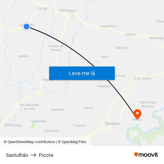 Santulhão to Picote map