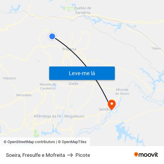 Soeira, Fresulfe e Mofreita to Picote map