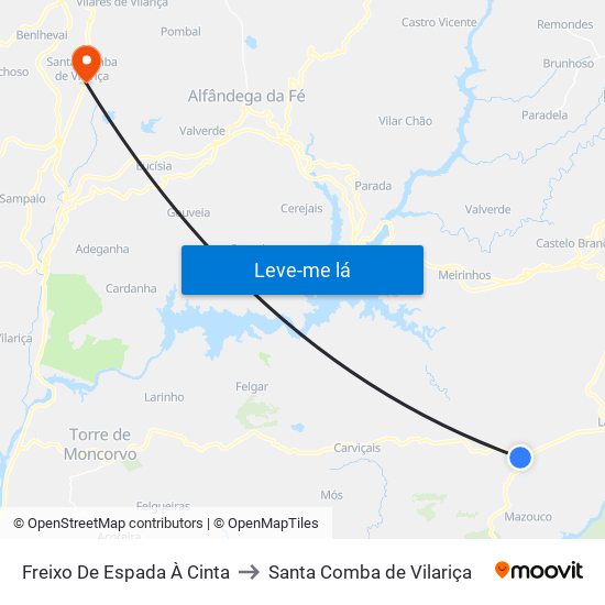 Freixo De Espada À Cinta to Santa Comba de Vilariça map