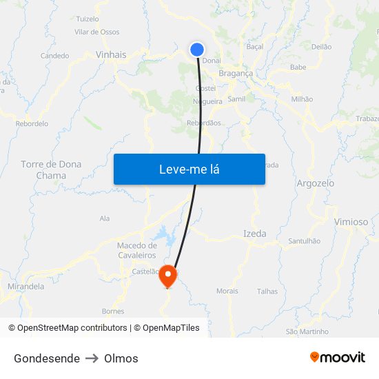 Gondesende to Olmos map