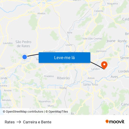 Rates to Carreira e Bente map