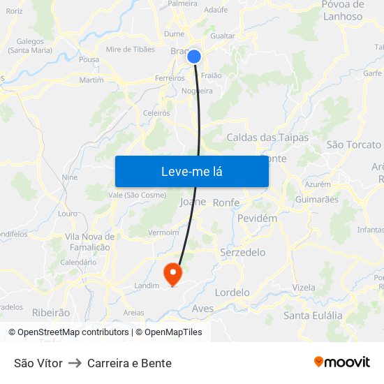 São Vítor to Carreira e Bente map