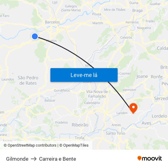 Gilmonde to Carreira e Bente map