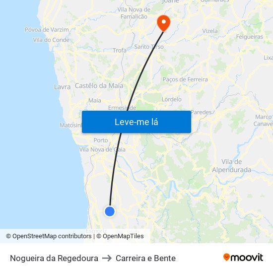 Nogueira da Regedoura to Carreira e Bente map