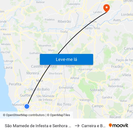 São Mamede de Infesta e Senhora da Hora to Carreira e Bente map