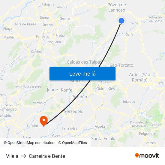 Vilela to Carreira e Bente map