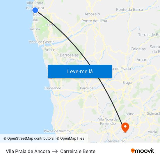 Vila Praia de Âncora to Carreira e Bente map