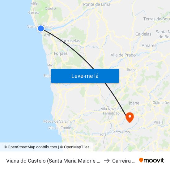 Viana do Castelo (Santa Maria Maior e Monserrate) e Meadela to Carreira e Bente map