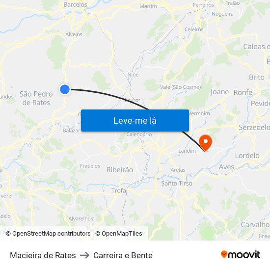 Macieira de Rates to Carreira e Bente map