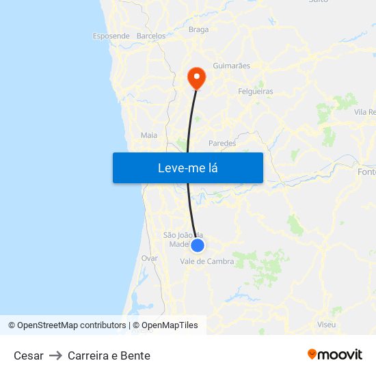 Cesar to Carreira e Bente map