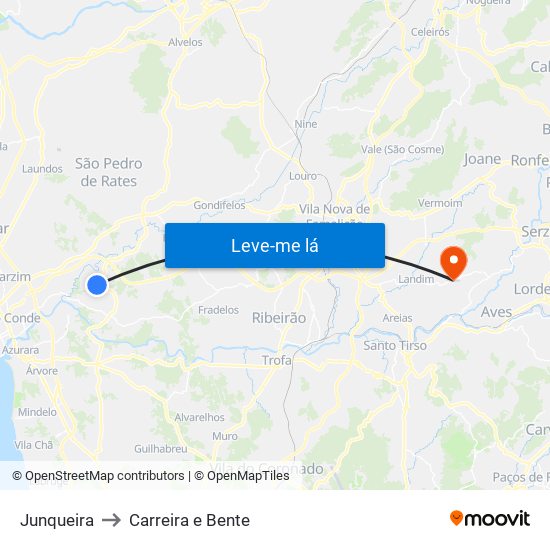 Junqueira to Carreira e Bente map