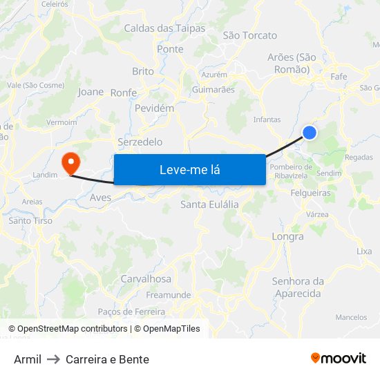 Armil to Carreira e Bente map
