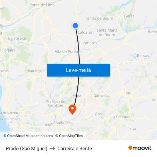 Prado (São Miguel) to Carreira e Bente map