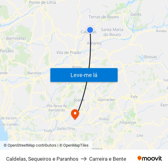 Caldelas, Sequeiros e Paranhos to Carreira e Bente map