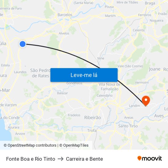 Fonte Boa e Rio Tinto to Carreira e Bente map