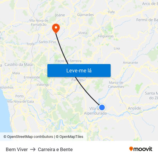 Bem Viver to Carreira e Bente map