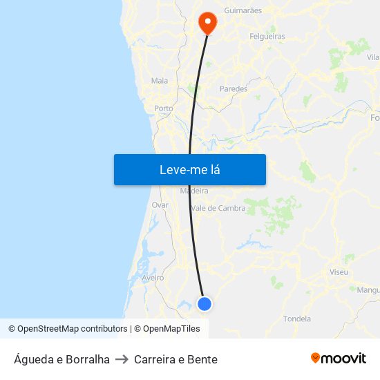 Águeda e Borralha to Carreira e Bente map