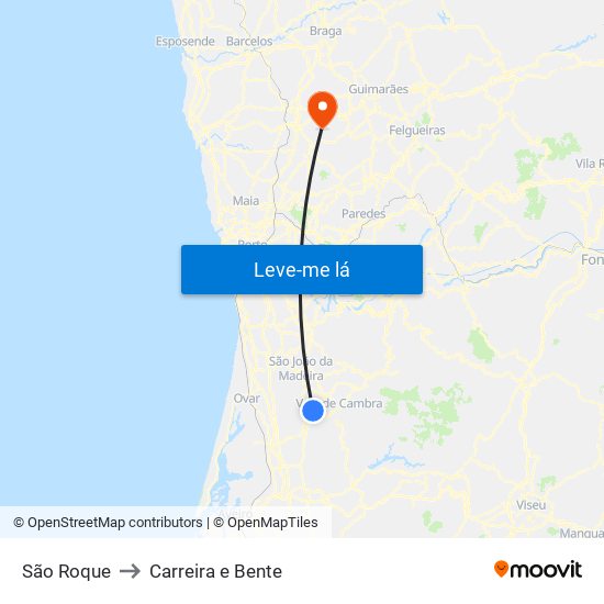 São Roque to Carreira e Bente map