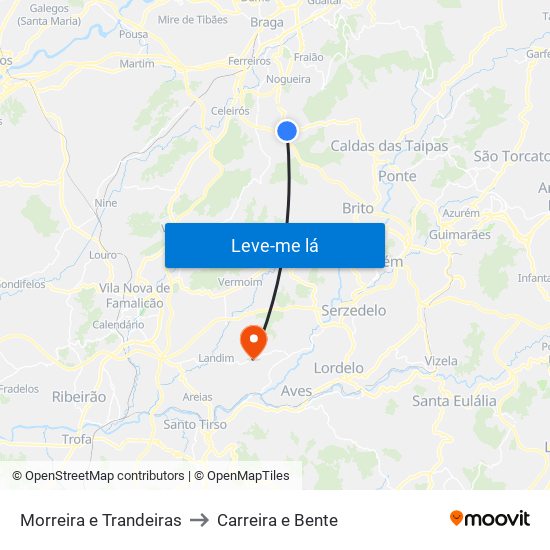 Morreira e Trandeiras to Carreira e Bente map