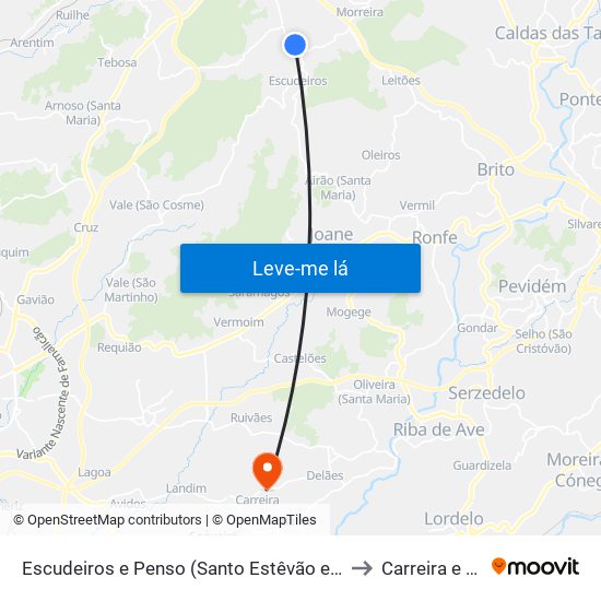 Escudeiros e Penso (Santo Estêvão e São Vicente) to Carreira e Bente map