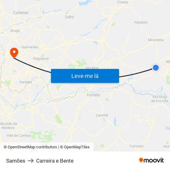 Samões to Carreira e Bente map