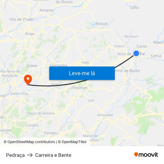 Pedraça to Carreira e Bente map