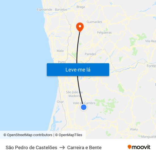 São Pedro de Castelões to Carreira e Bente map
