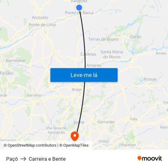 Paçô to Carreira e Bente map