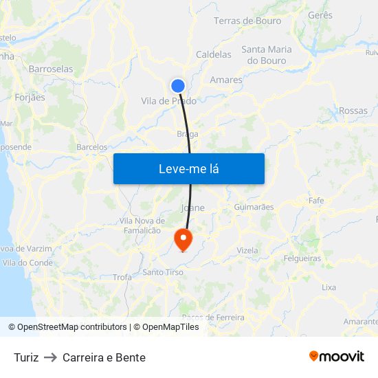 Turiz to Carreira e Bente map