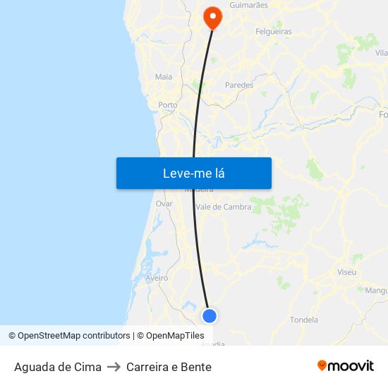 Aguada de Cima to Carreira e Bente map