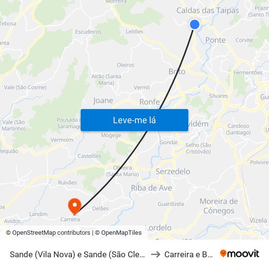 Sande (Vila Nova) e Sande (São Clemente) to Carreira e Bente map