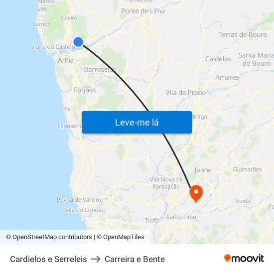 Cardielos e Serreleis to Carreira e Bente map